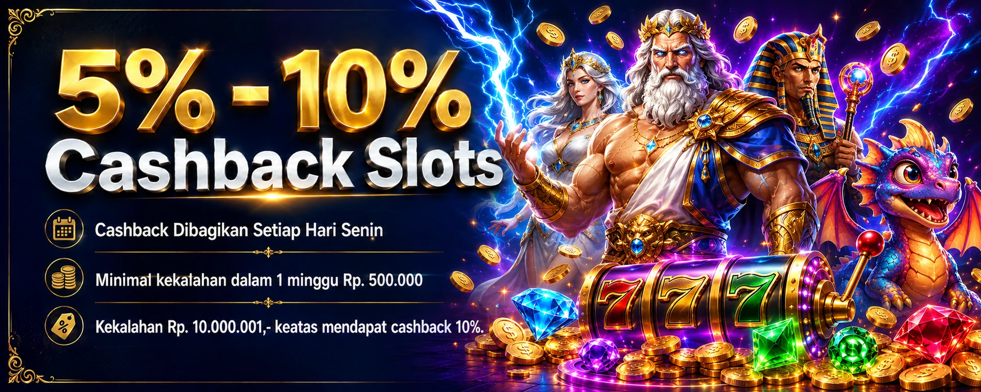 Promo cashback slot 5% sampai 10% INDOBETPLAY